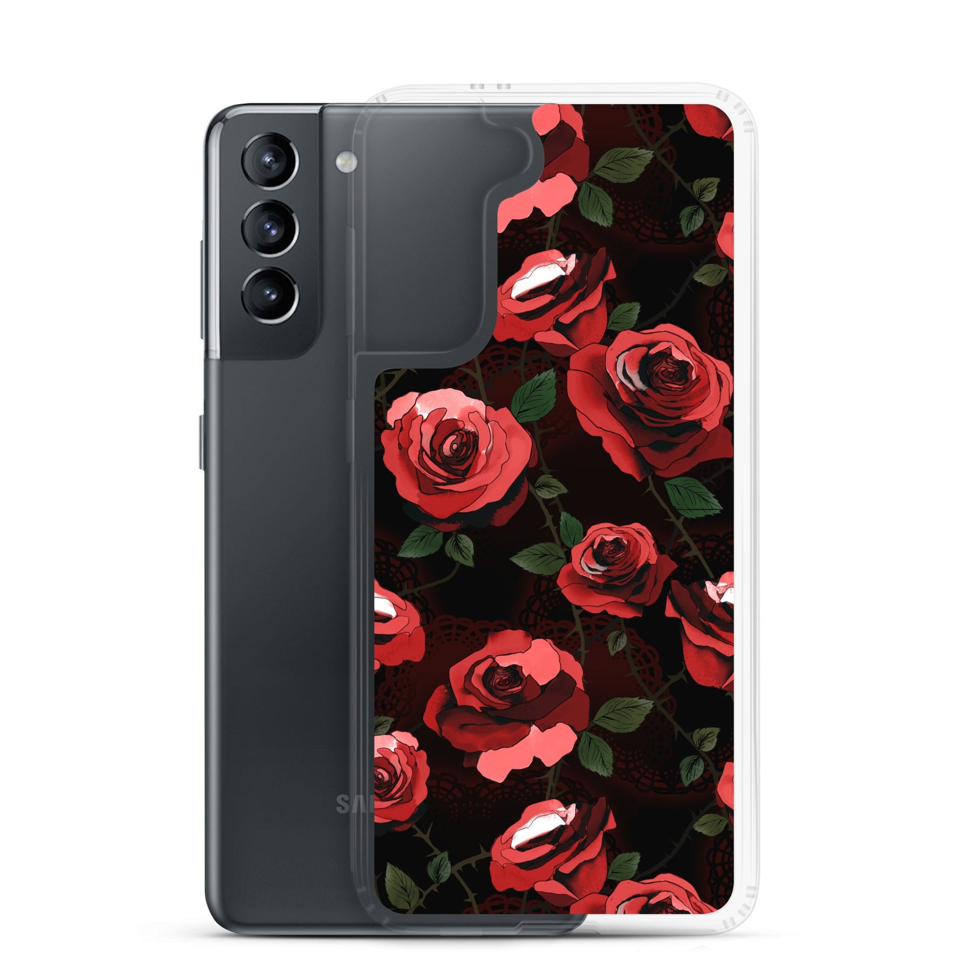 Protect your Samsung® with the stylish Enchanted Rose Samsung® Clear Case, designed for durability and easy handling.
