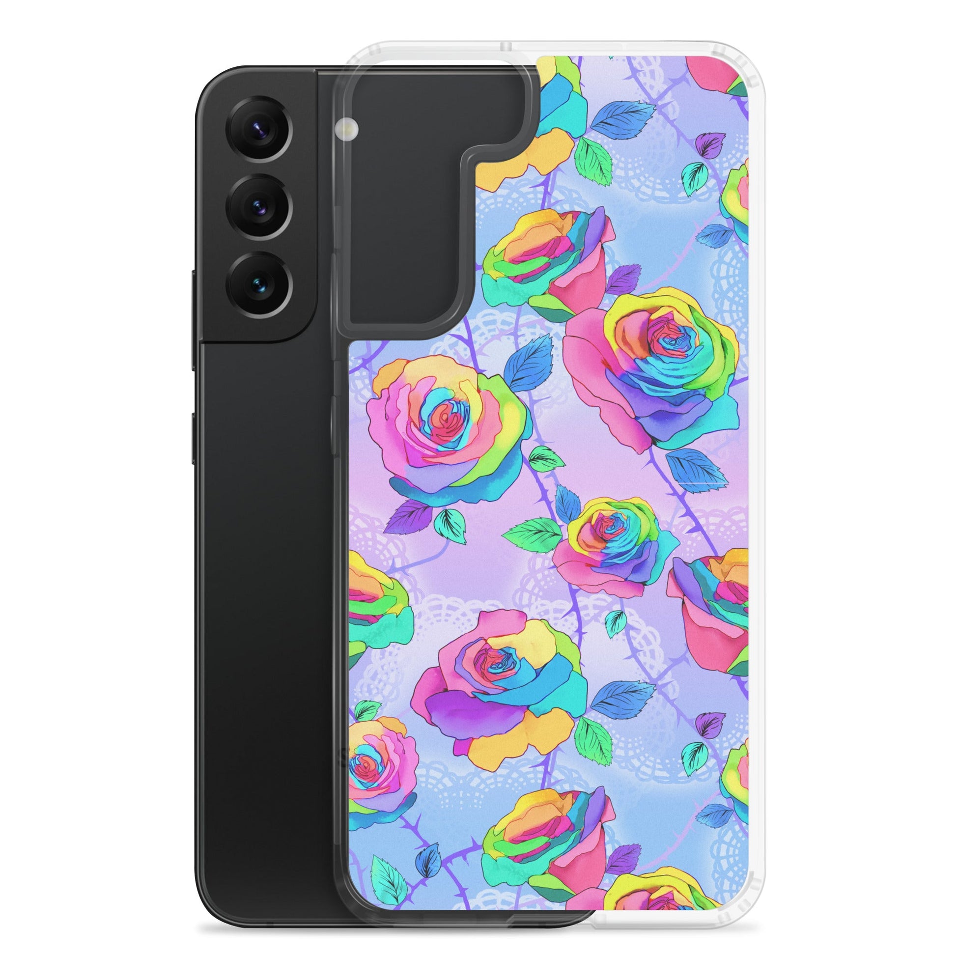 Protect your Samsung® with the Enchanted Rose Samsung® Clear Case, featuring vibrant rose patterns and a sleek design.