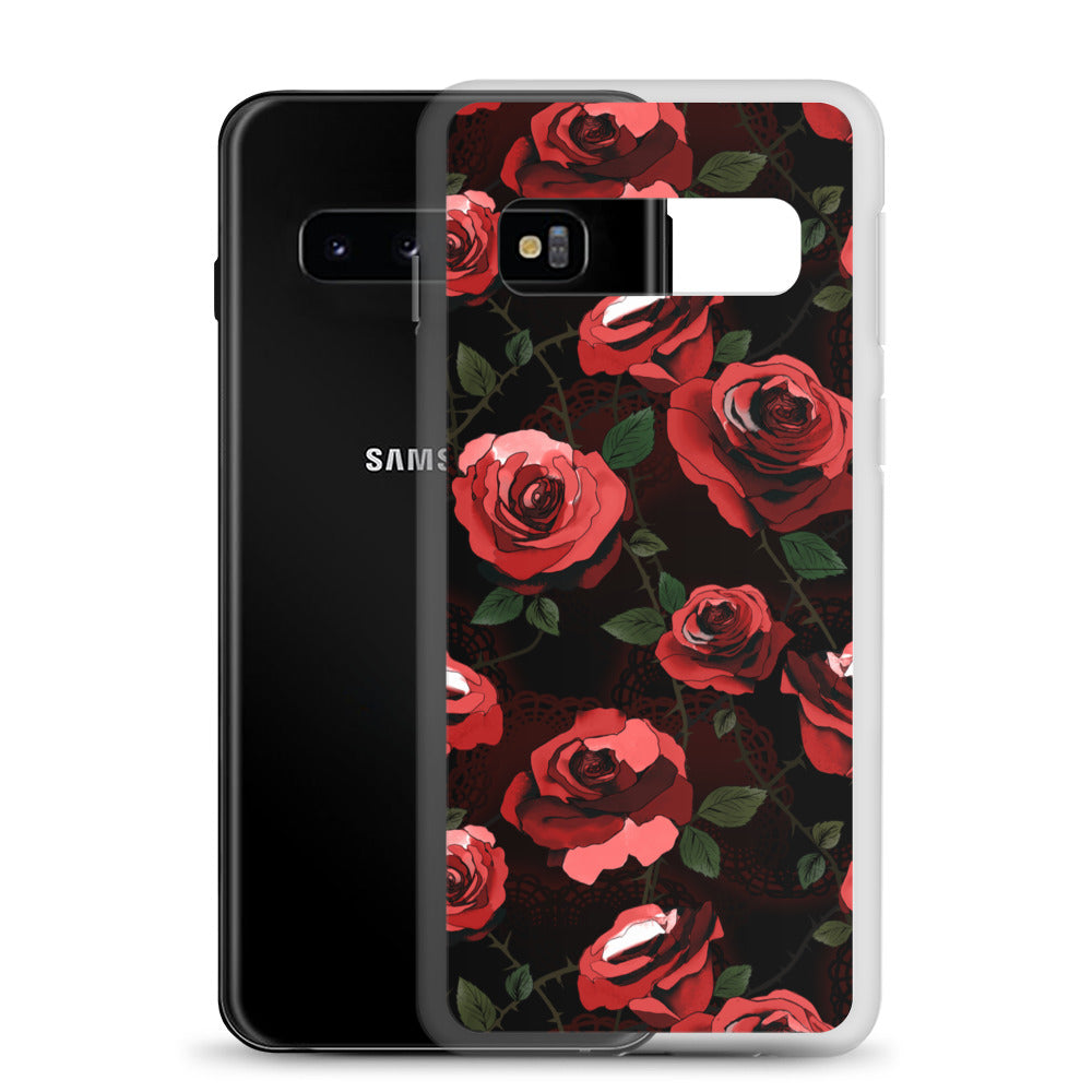 Sleek Enchanted Rose Samsung® Clear Case offers protection from scratches and dirt, with a stylish floral design.