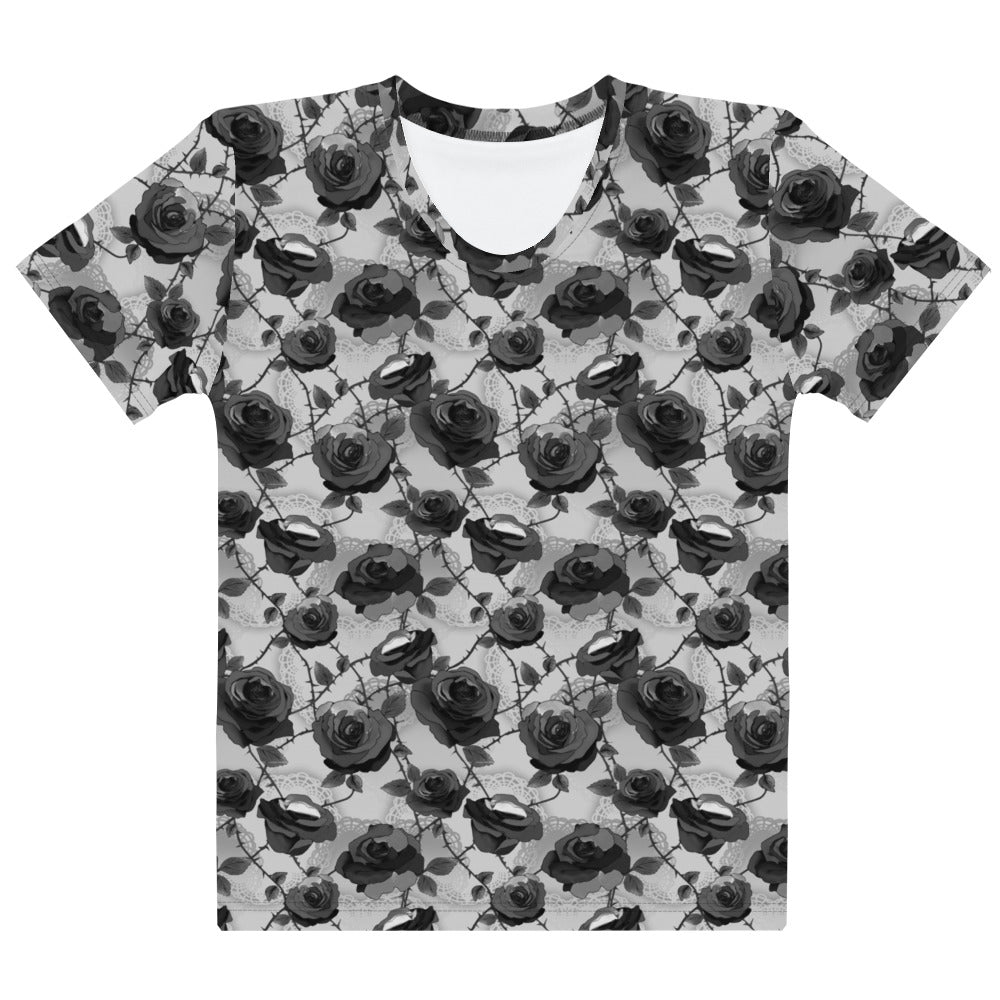 Stylish Enchanted Rose T-shirt featuring a beautiful floral design, perfect for any outfit and mood.