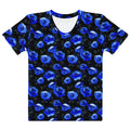Stylish Enchanted Rose T-shirt featuring vibrant blue roses, perfect for any casual outfit and mood.