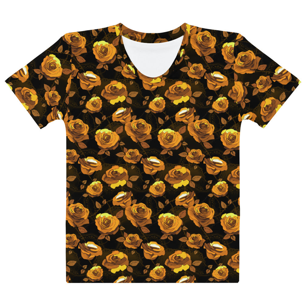 Stylish Enchanted Rose T-shirt featuring vibrant floral design, perfect for any outfit and mood. Comfortable and smooth fit.