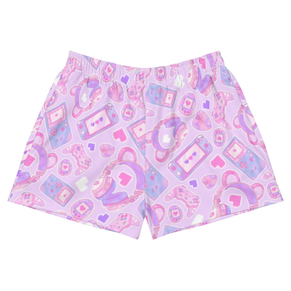 Gamer Girl Athletic Short Shorts feature a fun gaming design, perfect for comfort during play or workouts.