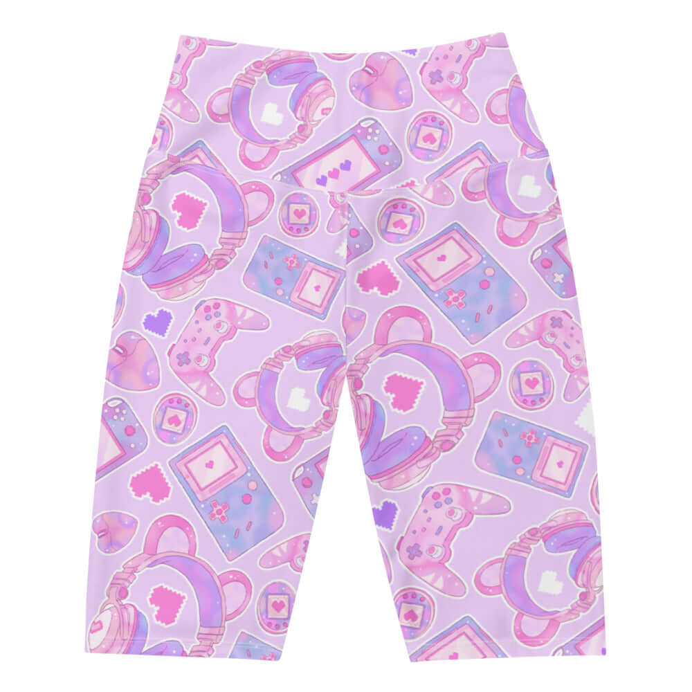 Gamer Girl Biker Shorts in playful pastel design, perfect for stylish workouts or lounging in comfort.
