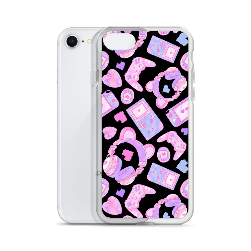 Gamer Girl iPhone® Clear Case featuring a chic design, offering protection against scratches and dust. Perfect for gamers!