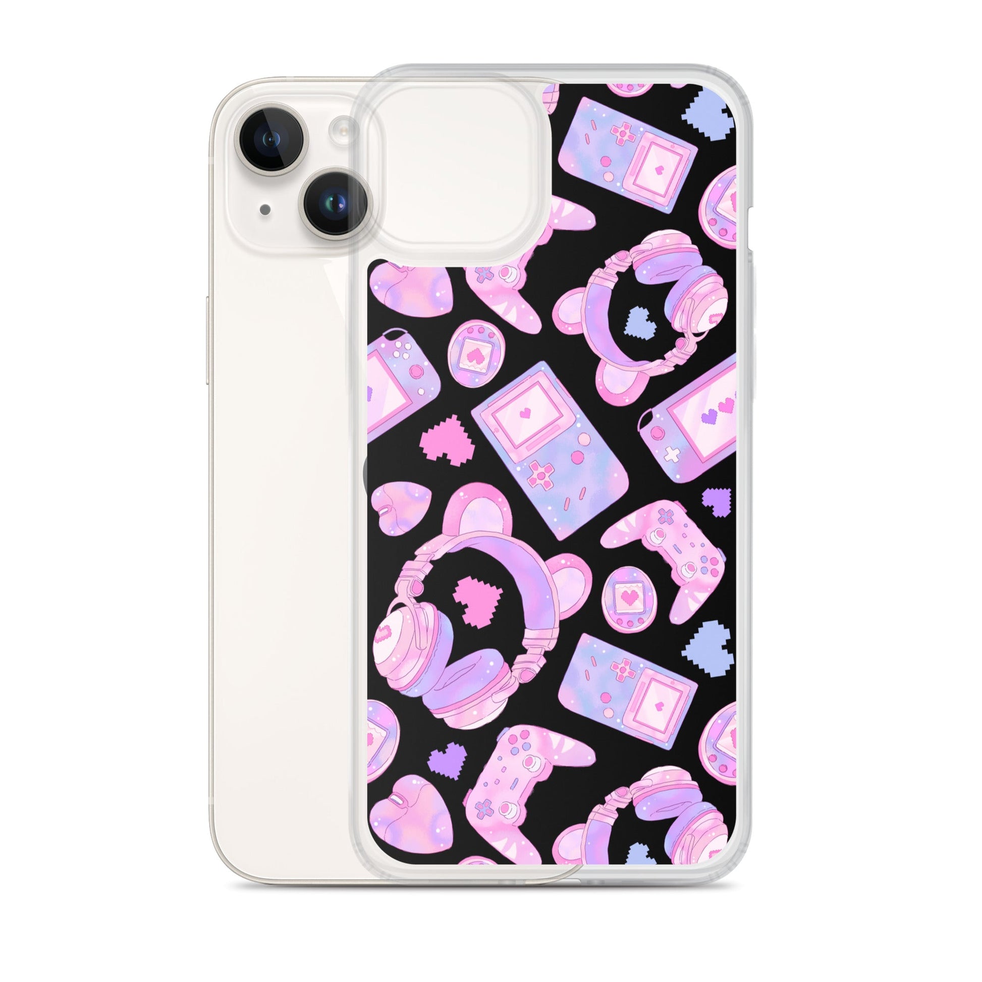 Gamer Girl iPhone® Clear Case featuring a fun gaming design, perfect for protecting your device with style.