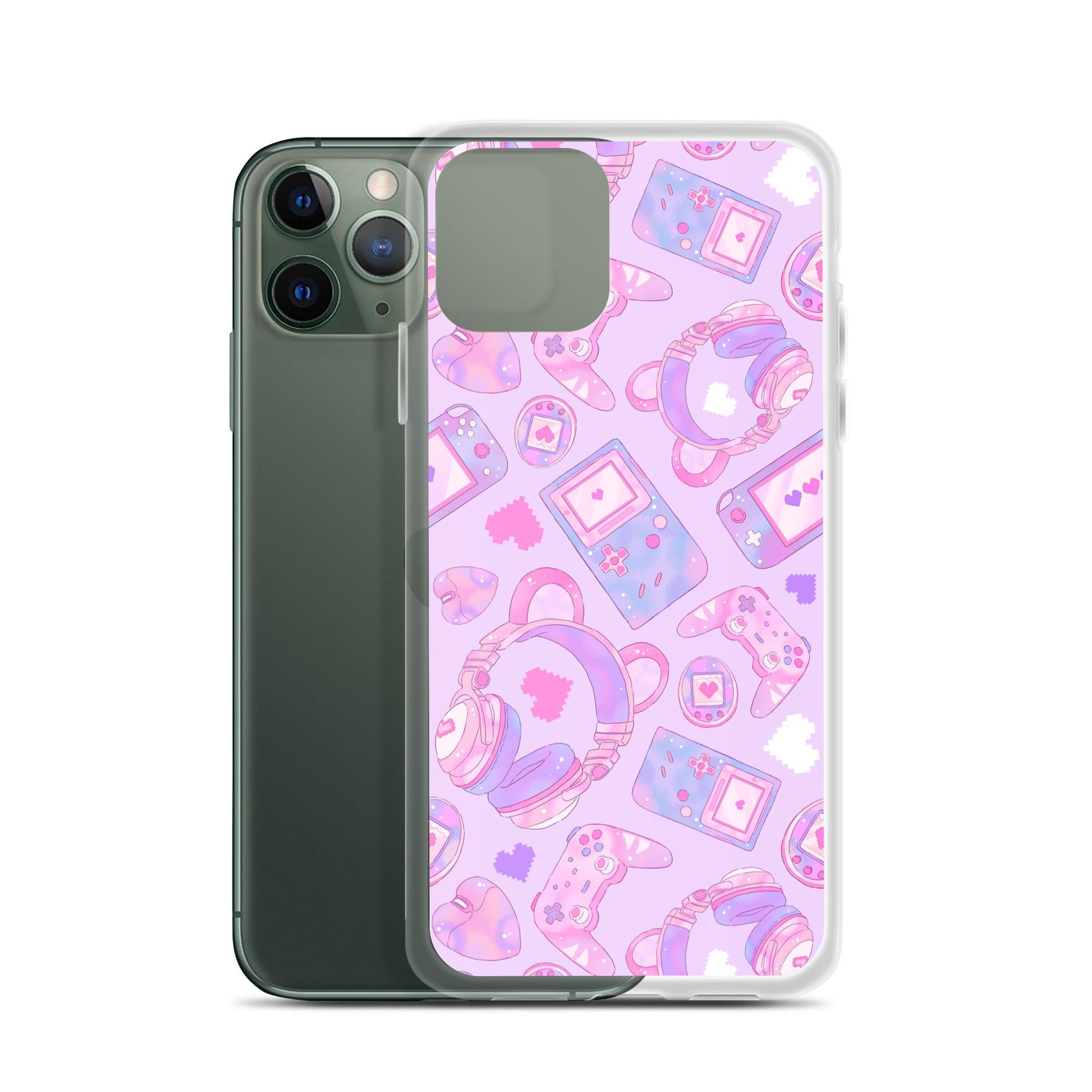 Gamer Girl iPhone® Clear Case featuring a fun design, offering protection against scratches and dust, perfect for gamers.