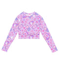 Gamer Girl Long-sleeved Crop Top in playful design, perfect for eco-friendly athleisure and sports activities.