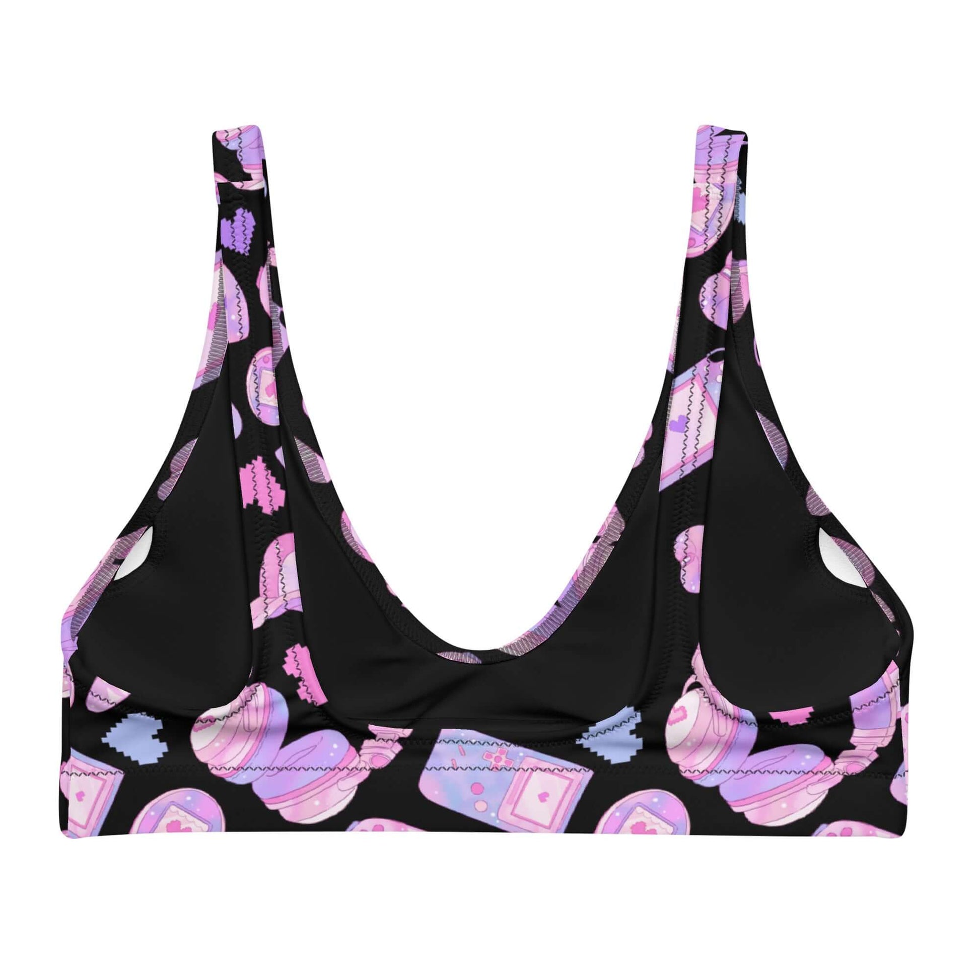Gamer Girl Padded Bikini Top with cute design, perfect for showing off your style at the beach or pool.
