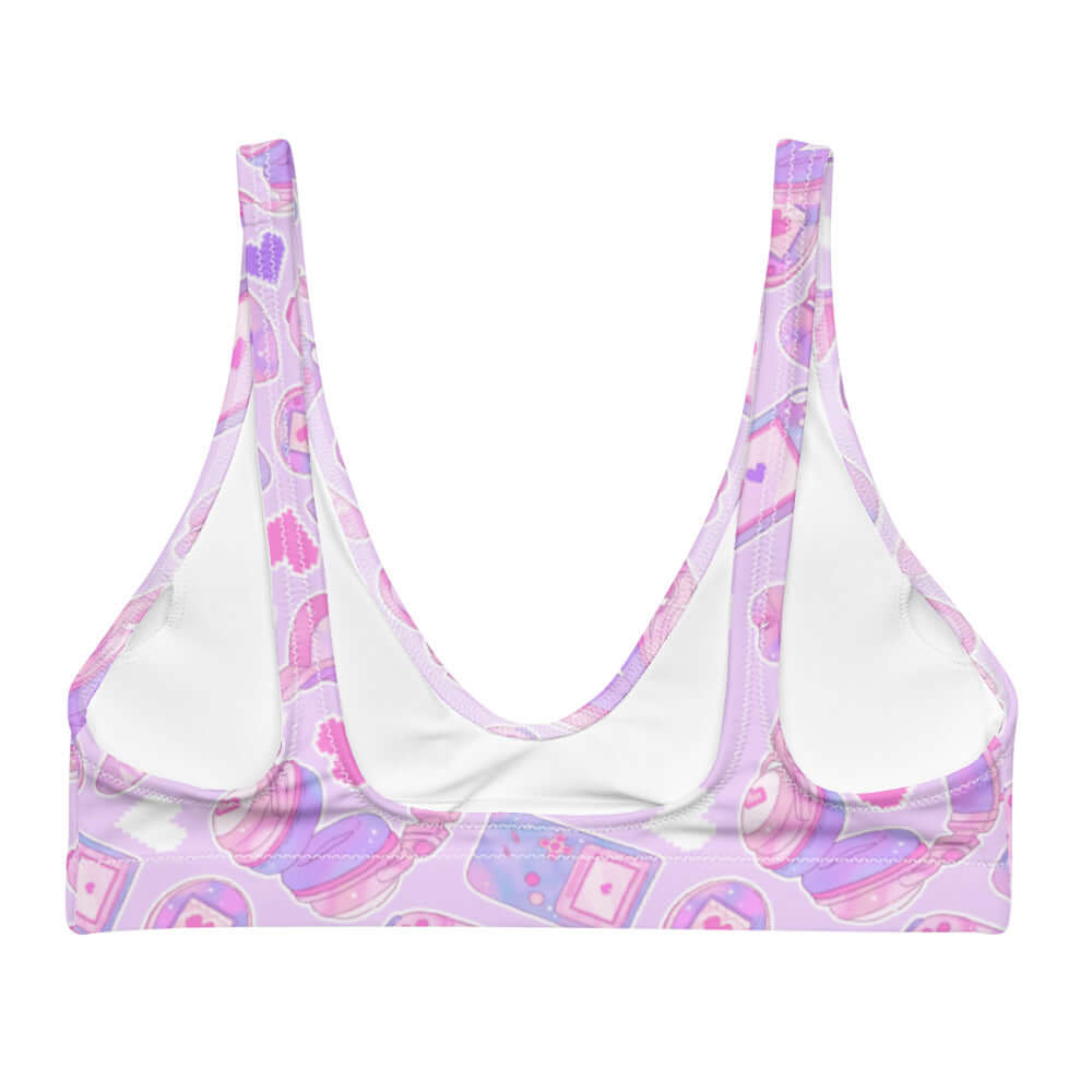 Stylish Gamer Girl Padded Bikini Top featuring a playful design, perfect for a fun day at the pool.