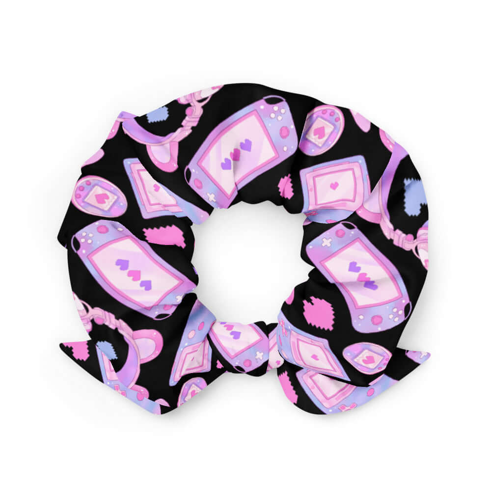 Trendy Gamer Girl Scrunchie featuring playful gaming designs, perfect for stylish gamers everywhere. Get yours today!