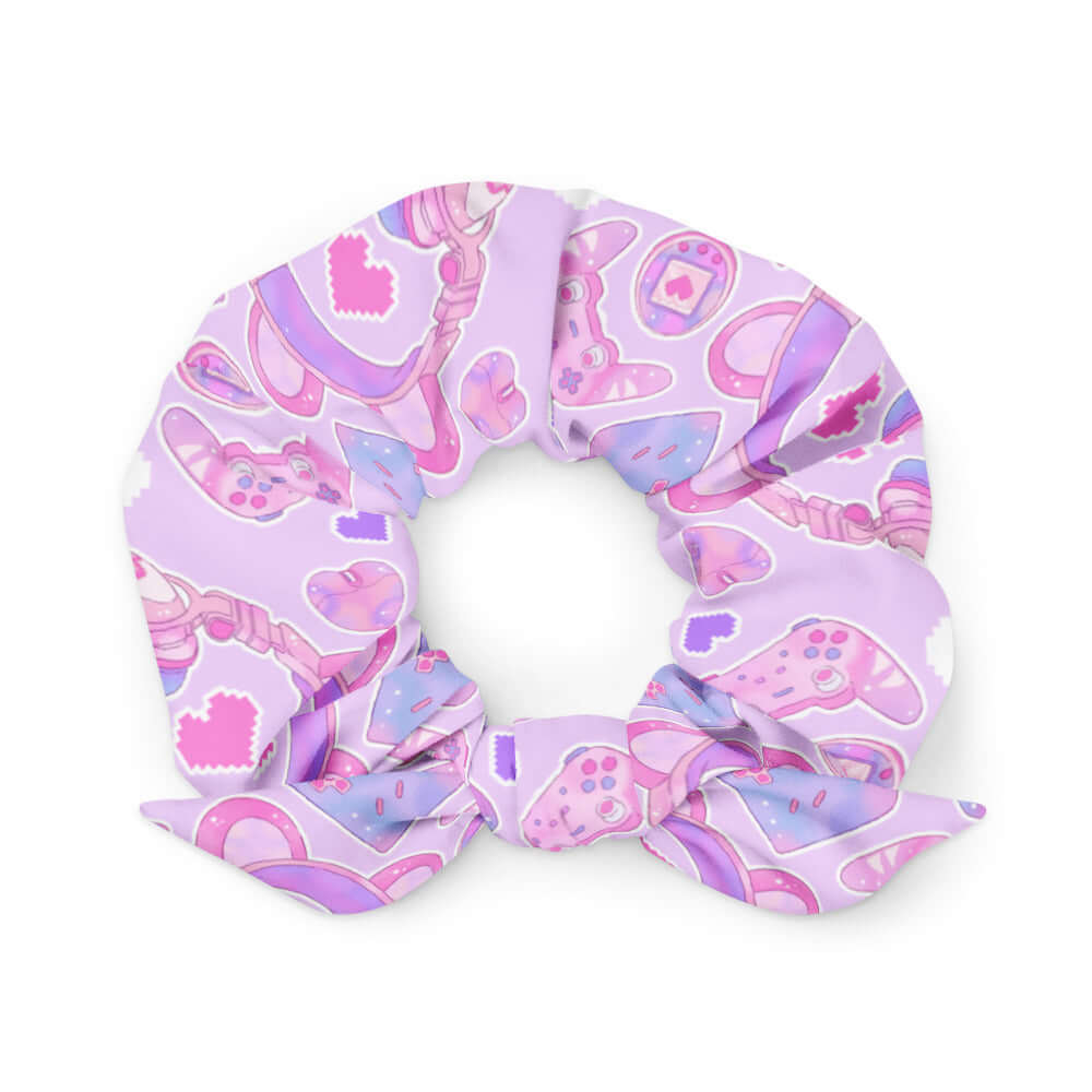 Trendy Gamer Girl Scrunchie in kawaii design, perfect for keeping hair in check while gaming stylishly.