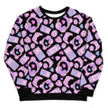 Gamer Girl Sweatshirt featuring cute 8-bit hearts and pastel gaming gear, perfect for cozy gaming sessions.