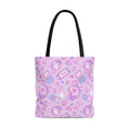 Kawaii Gamer Girl Tote Bag (Pink) featuring playful gaming designs, perfect for carrying your gear in style.