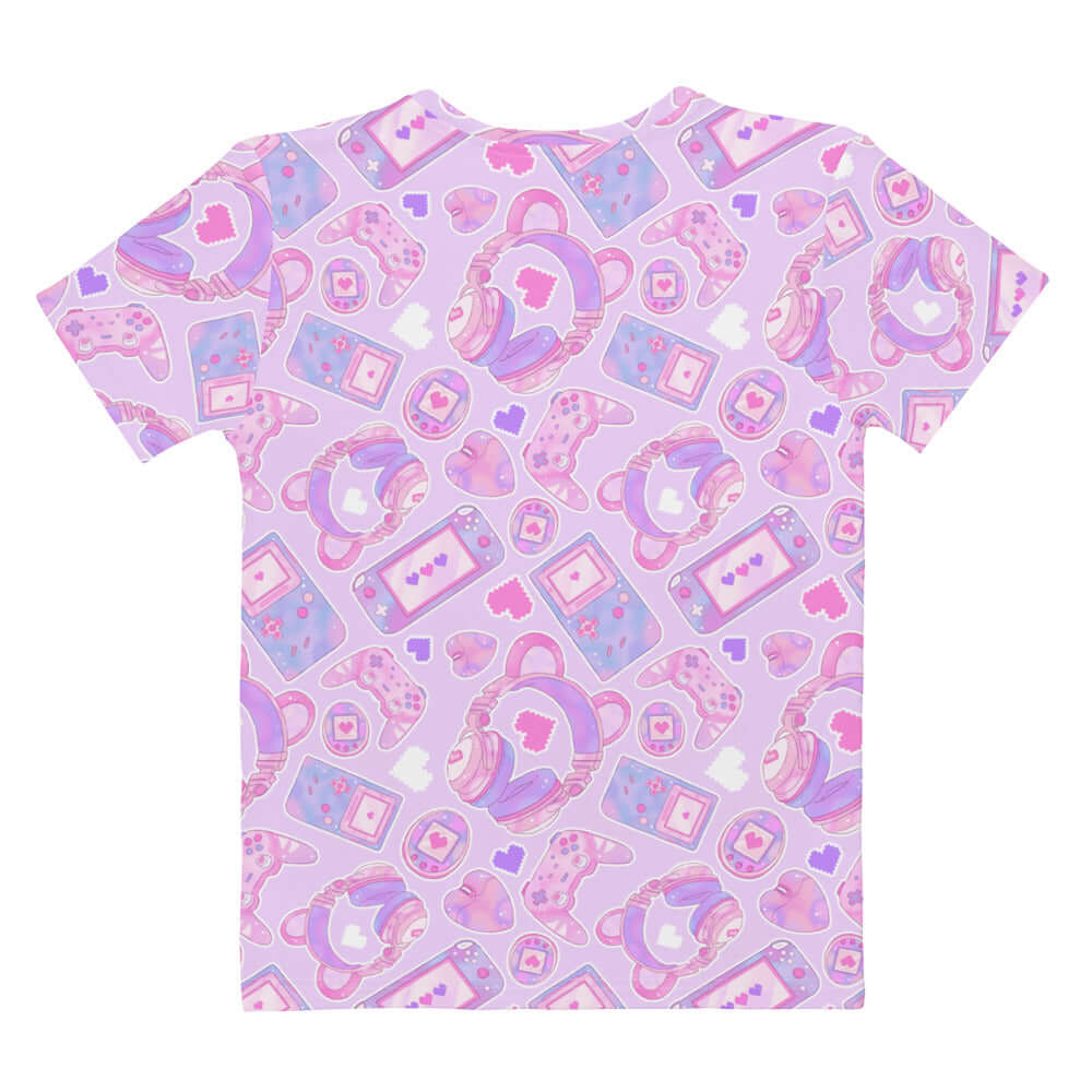 Cute and comfy Gamer Girl T-shirt featuring a playful design of gaming elements, perfect for any gaming enthusiast.