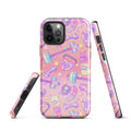 Stylish Glitter Gains iPhone® Tough Case featuring a vibrant design, ensuring protection and fashion for your device.