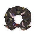 Gothic Tea Time Scrunchie featuring a dark floral design, perfect for unique and stylish hair accessories.