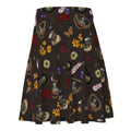 Stylish Gothic Tea Time Skater Skirt featuring a unique floral and skull pattern, perfect for expressing your individuality.