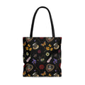 Stylish Gothic Tea Time Tote Bag (Black) featuring intricate designs, perfect for unique tea time gatherings.