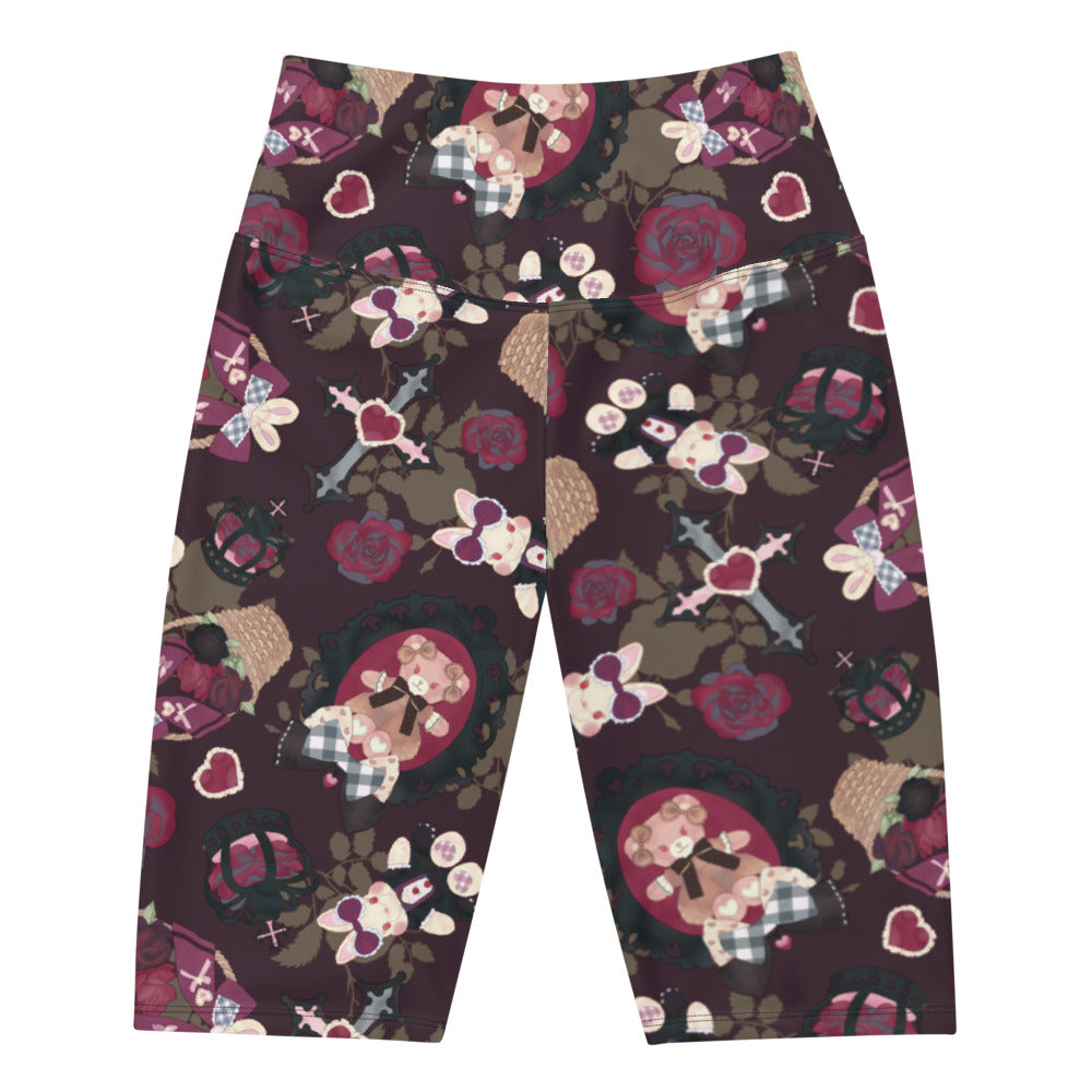 Gothic Teddy Biker Shorts feature regal motifs, perfect for conquering workouts in style and comfort.