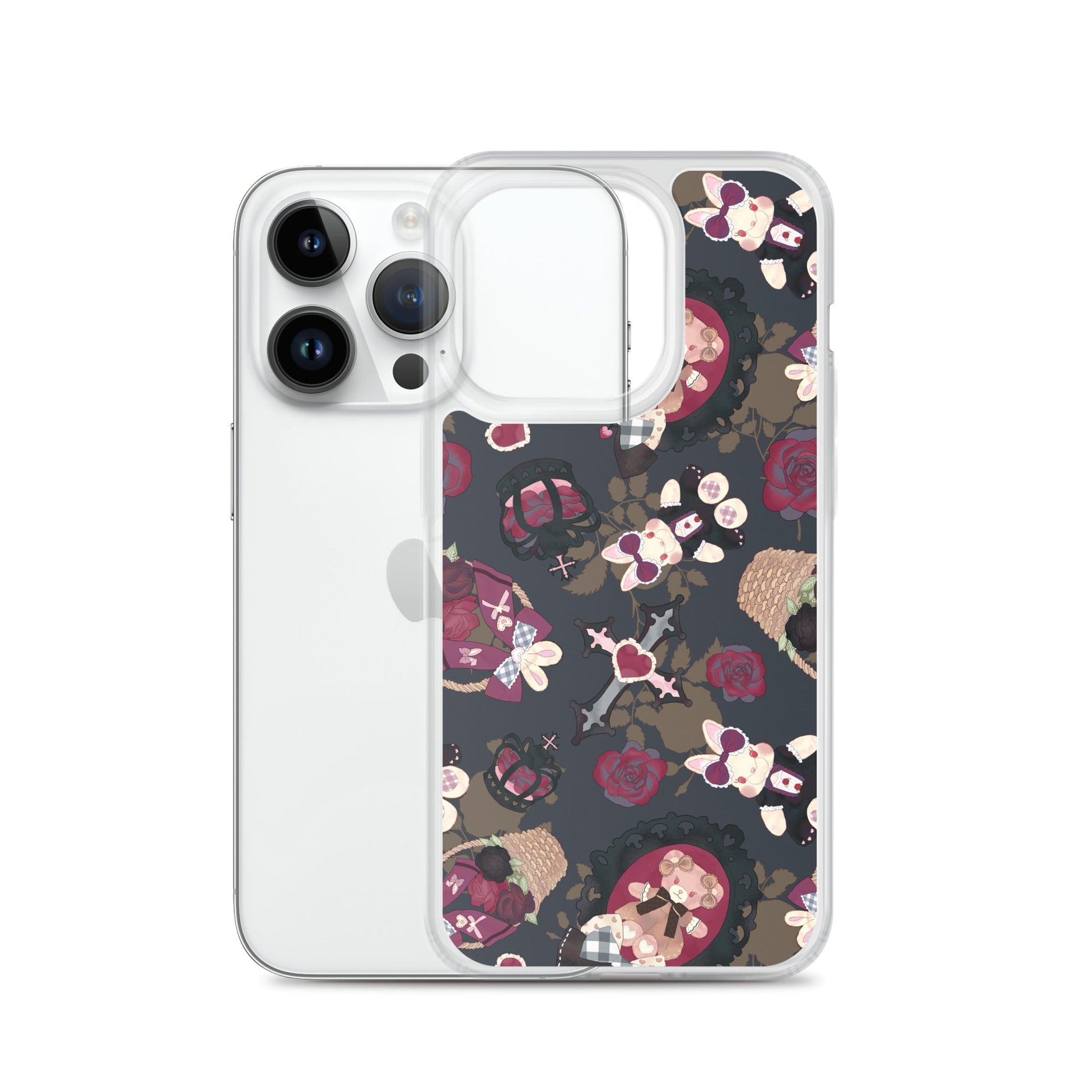 Sleek Gothic Teddy iPhone® Clear Case features a unique design, protecting your phone from scratches and dust effortlessly.