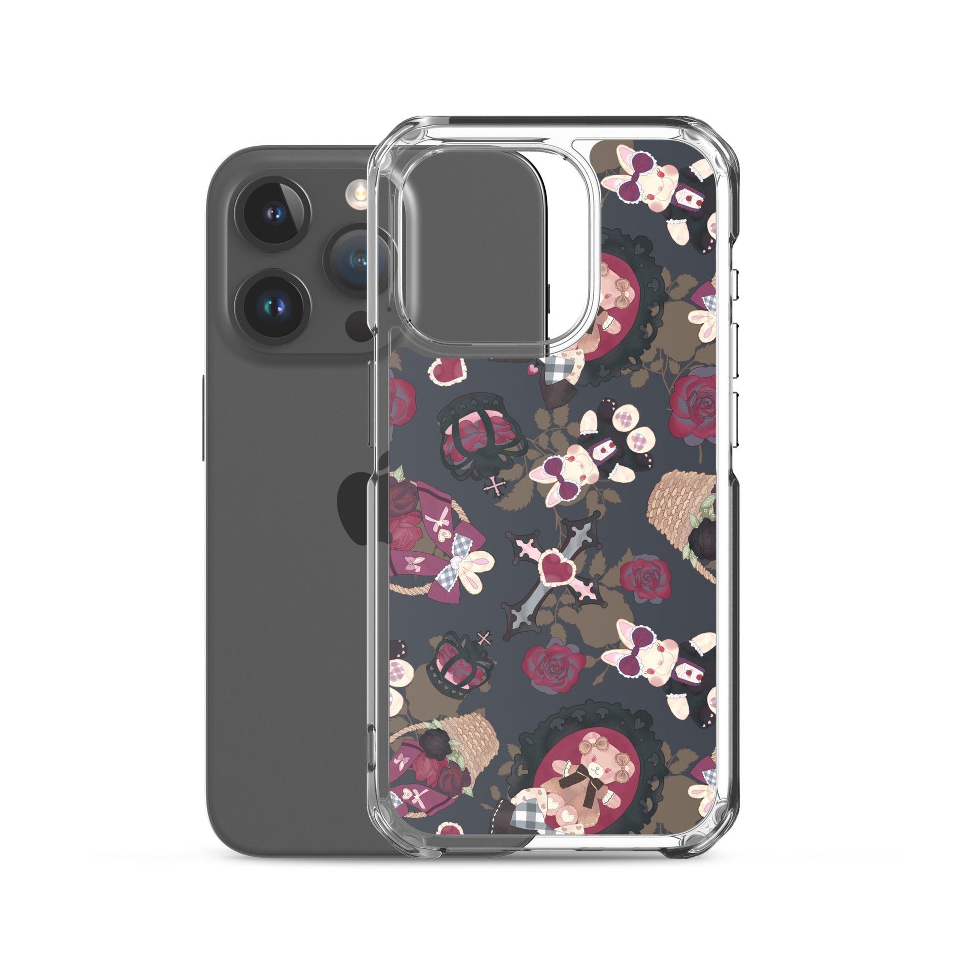 Stylish Gothic Teddy iPhone® Clear Case offers protection from scratches and dirt with its flexible, see-through design.