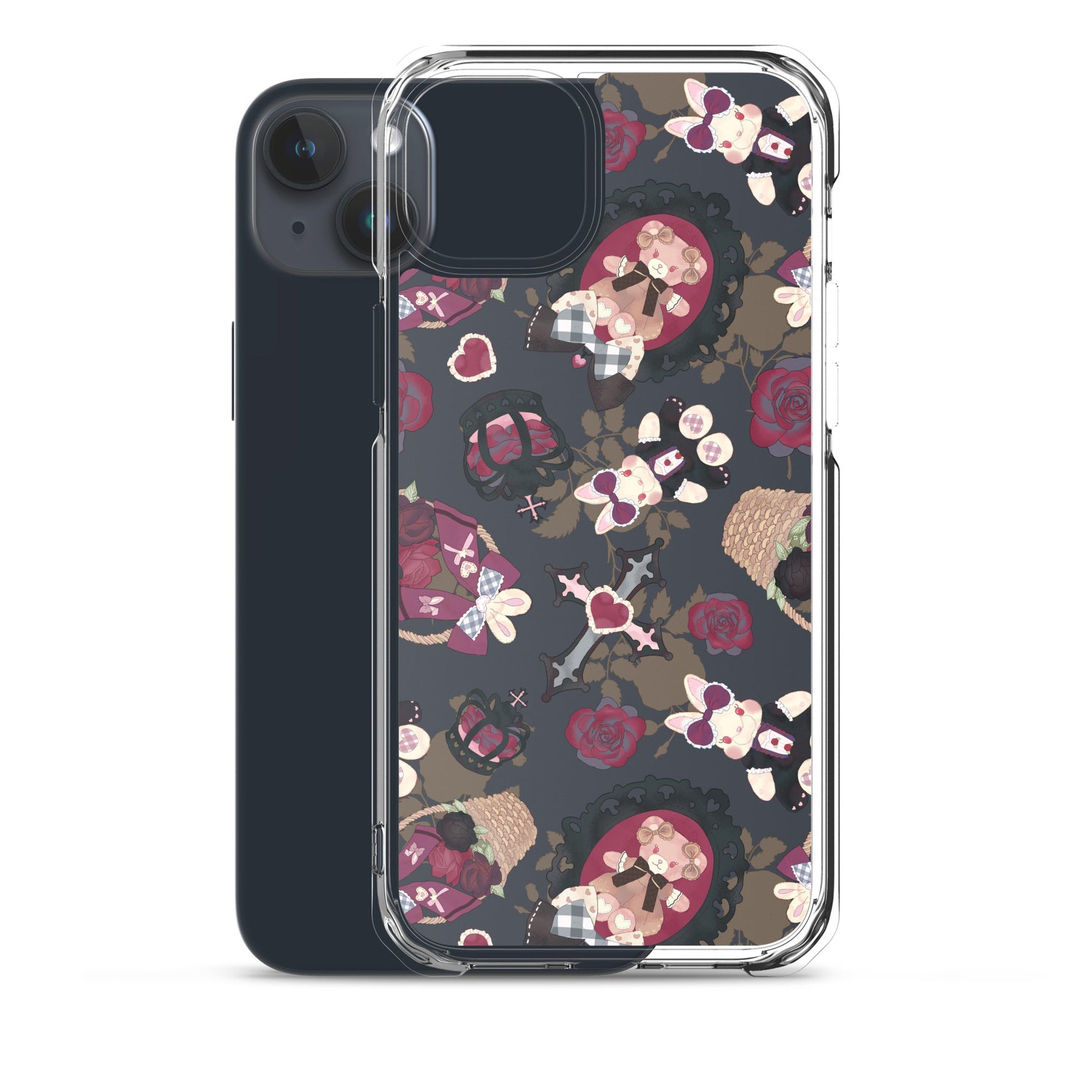 Gothic Teddy iPhone® Clear Case features a stylish design, offering protection against scratches and dust.