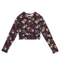 Gothic Teddy Long-sleeved Crop Top features a floral design, perfect for eco-friendly athleisure and casual wear.