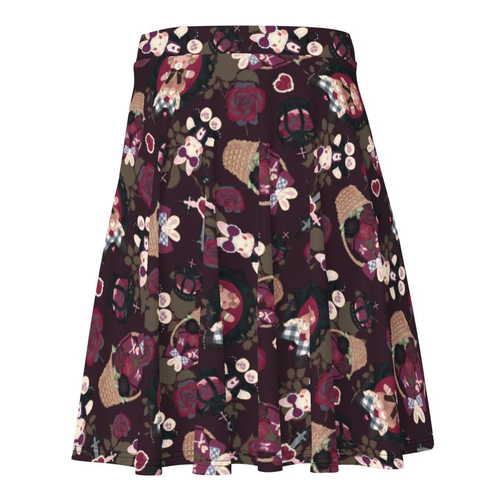 Gothic Teddy Skater Skirt features regal motifs, perfect for any queen seeking comfort and style. Ideal for all body types.