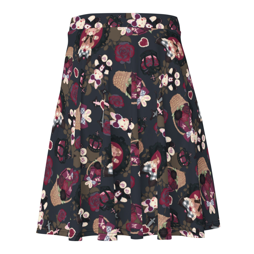 Stylish Gothic Teddy Skater Skirt with regal motifs for a comfy, flattering fit on any body type. Perfect for queens!