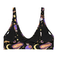 Halloween Treat Padded Bikini Top features a fun, spooky design with sweet treats, perfect for stylish beach days.