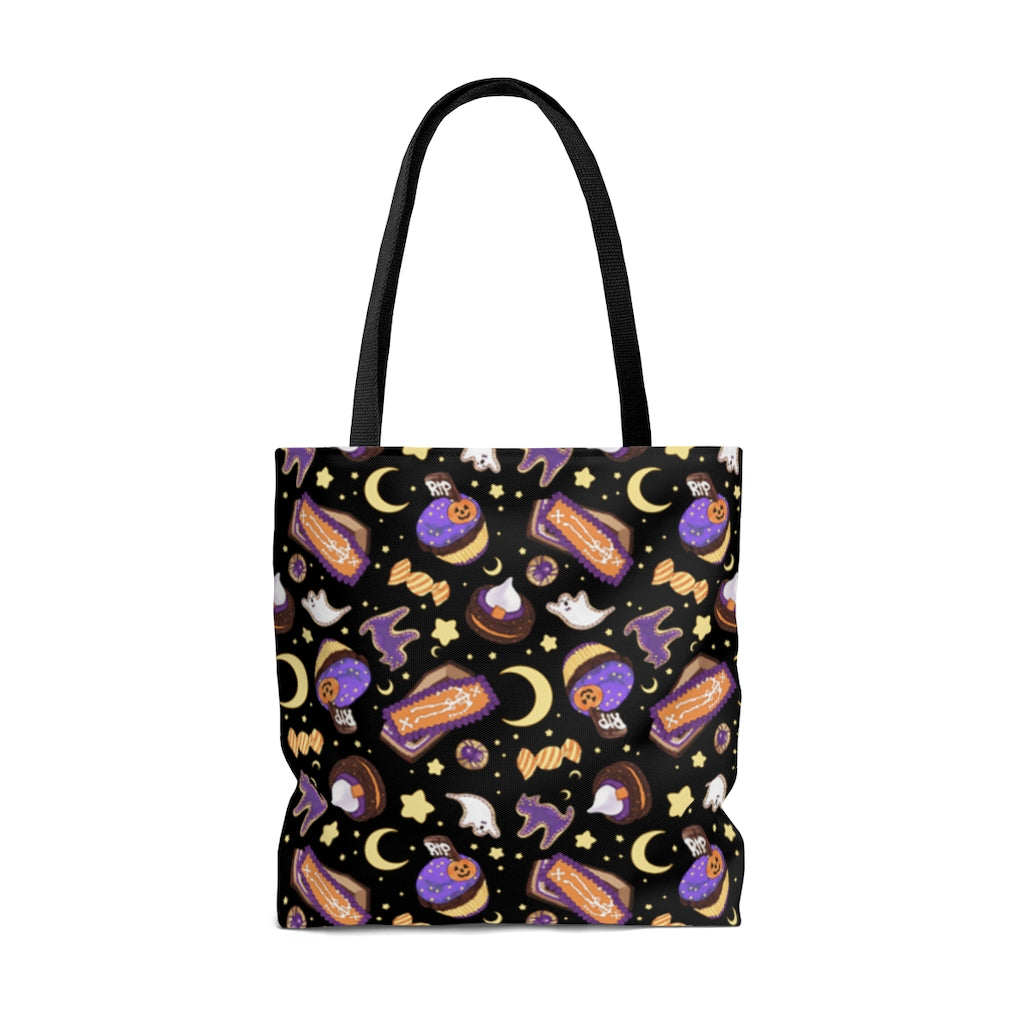 Spooky and stylish, the Halloween Treat Tote Bag features a fun design perfect for all your Halloween adventures!