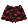 Higanbana Athletic Short Shorts feature a bold red floral design, perfect for a femme-fatale look. Stylish and comfy!