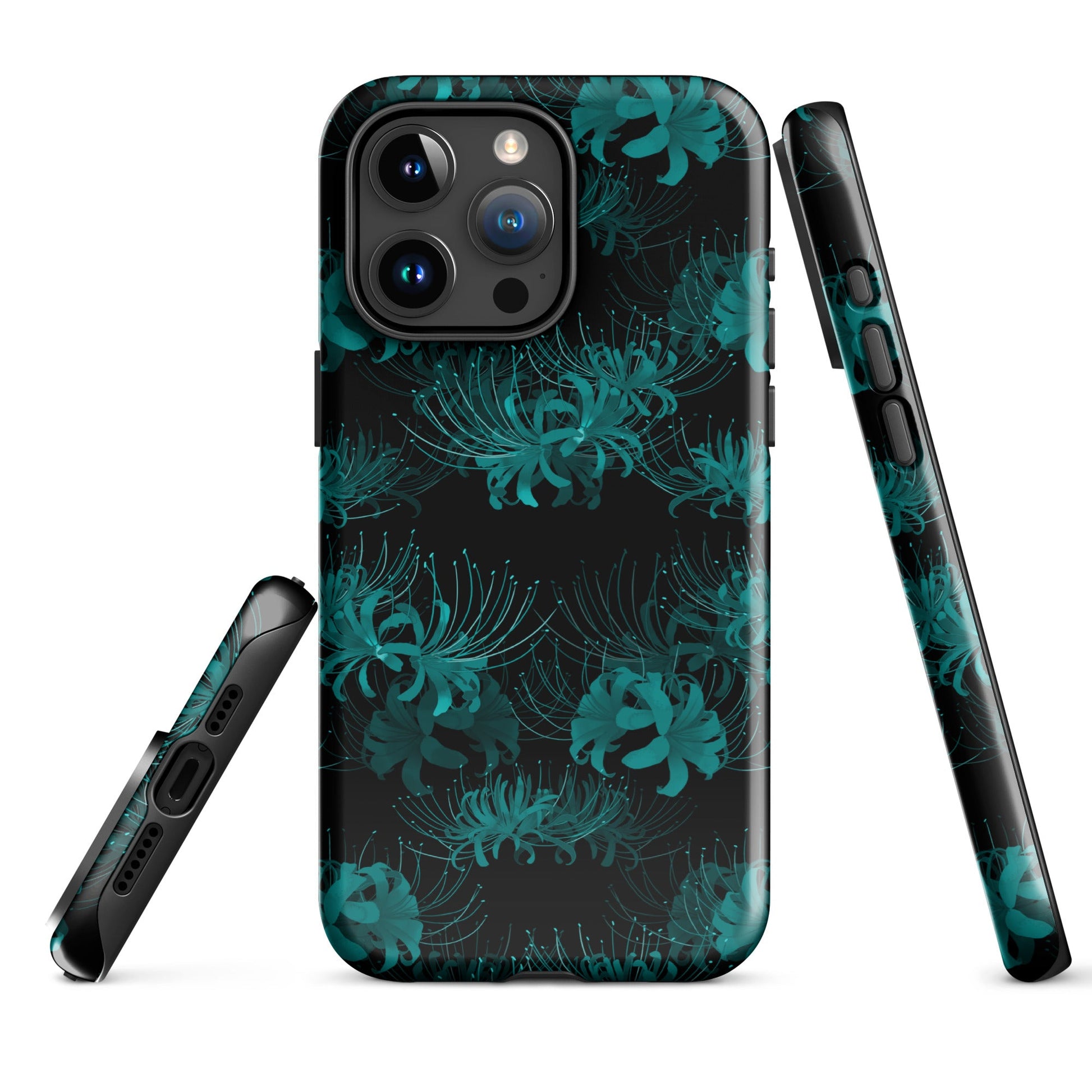 Stylish Higanbana iPhone® Tough Case featuring durable dual-layer protection and floral design for all-year safety.