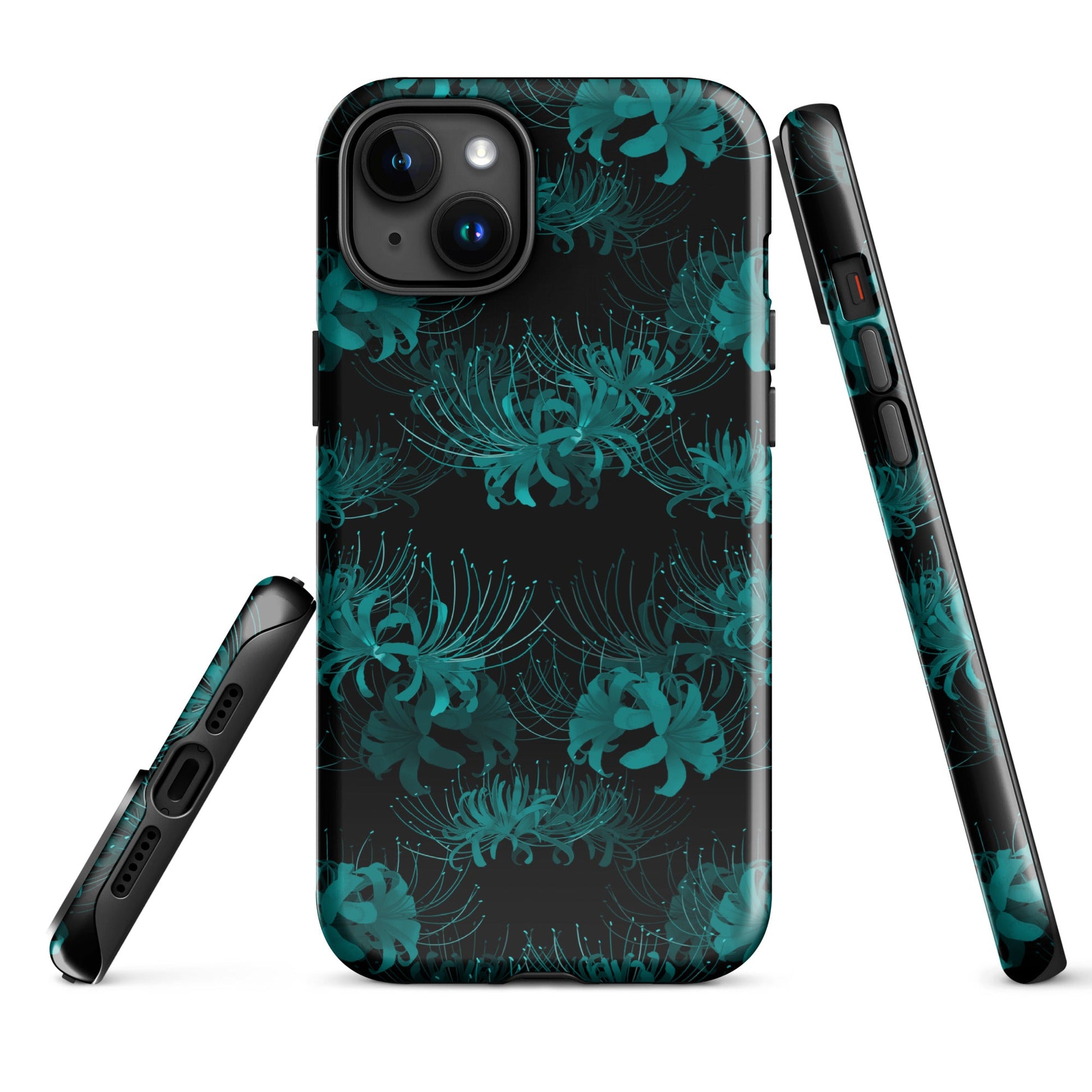 Stylish Higanbana iPhone® Tough Case offers dual-layer protection with a vibrant floral design for year-round safety.