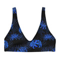 Stylish Higanbana Padded Bikini Top in blue floral design, perfect for a bold, feminine summer look. Ideal for mixing and matching.