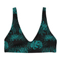 Higanbana Padded Bikini Top in teal, featuring a stylish floral design, perfect for a feminine yet edgy look.