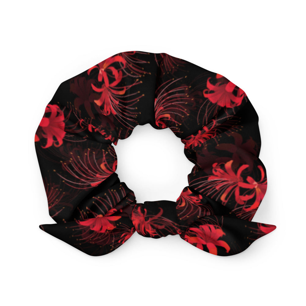 Stylish Higanbana Scrunchie featuring a vibrant floral print, perfect for adding flair to any outfit.