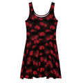 Stylish Higanbana Skater Dress in red with a flared skirt, perfect for a feminine yet edgy look.