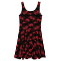 Stylish Higanbana Skater Dress in red with floral design, perfect for a feminine yet edgy look.