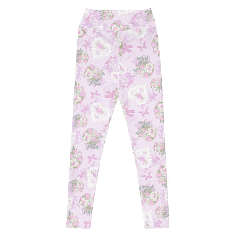 Stylish High-waisted Anniversary Leggings in pastel floral design, combining elegance and comfort for everyday wear.
