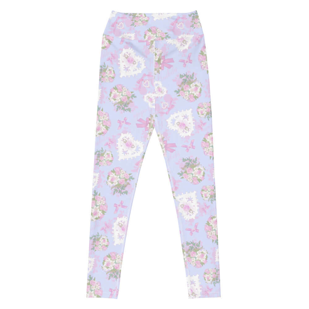 Stylish High-waisted Anniversary Leggings featuring a floral pattern, perfect for comfort and elegance.