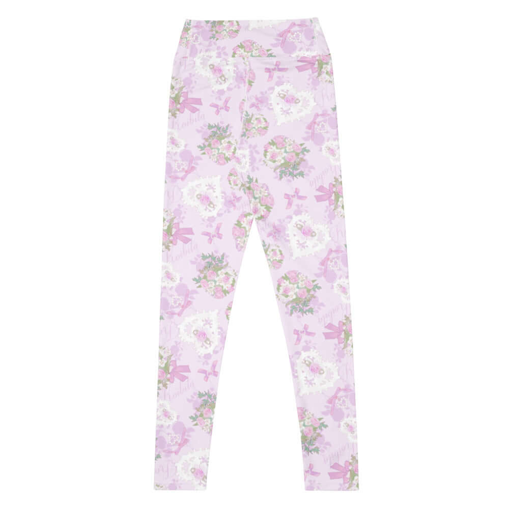 High-waisted Anniversary Leggings feature a floral design for a cute, comfortable look, perfect for any occasion.