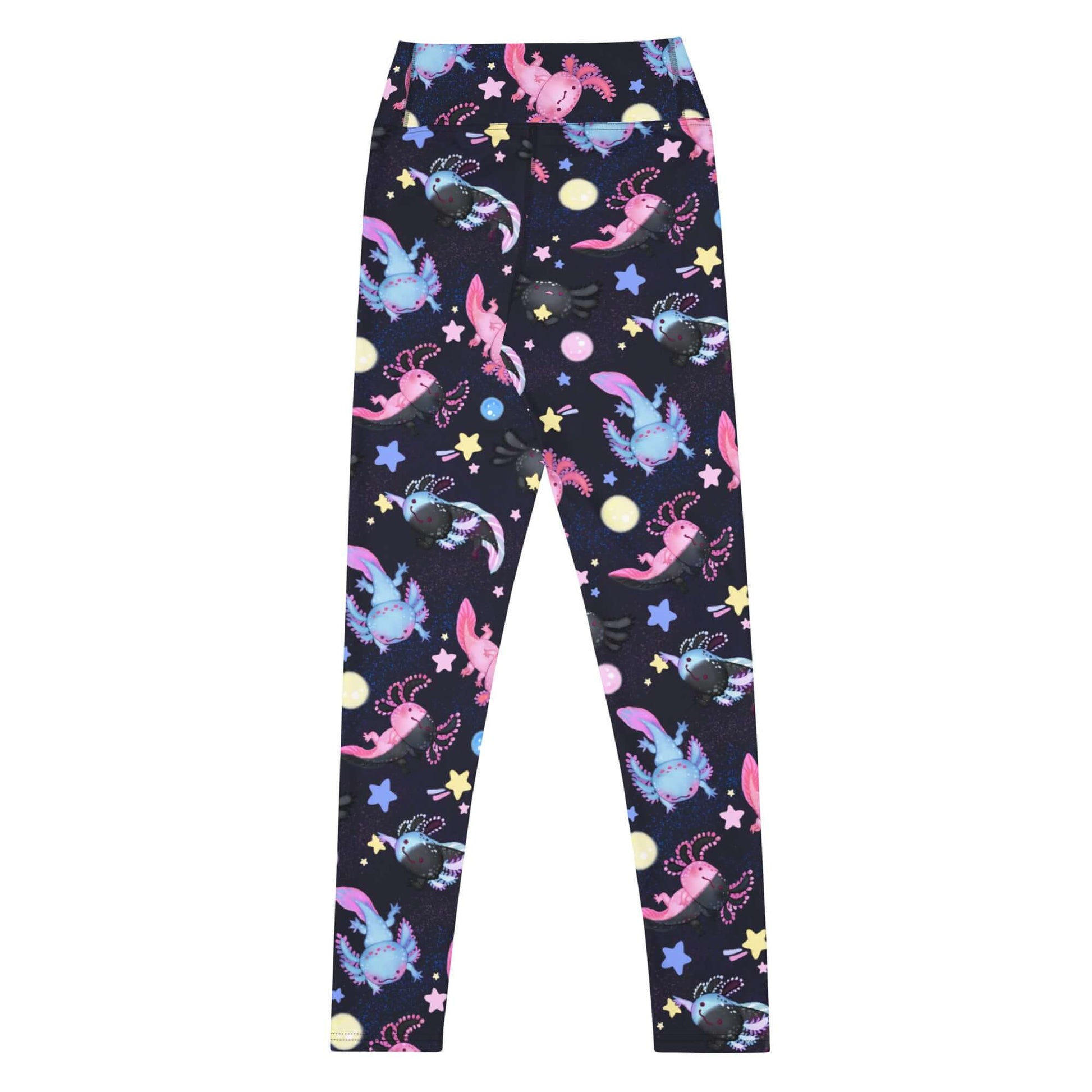 Shop these High-waisted Axolotl Leggings featuring cute axolotls and a comfortable raised waistband for a stylish look!