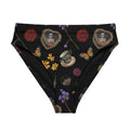 High-waisted Gothic Tea Time Bikini Bottom features a unique floral and skull pattern, perfect for stylish summer days.