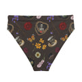 Stylish High-waisted Gothic Tea Time Bikini Bottom featuring a vibrant floral and skull design perfect for unique summer looks.