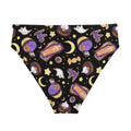 High-waisted Halloween Treat Bikini Bottom featuring festive designs, perfect for beach days or relaxing at the spa.