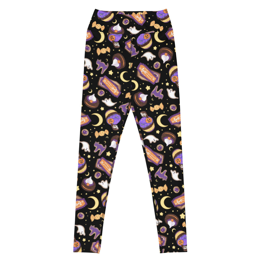High-waisted Halloween Treat Leggings featuring fun spooky patterns, perfect for gym or errands in style.