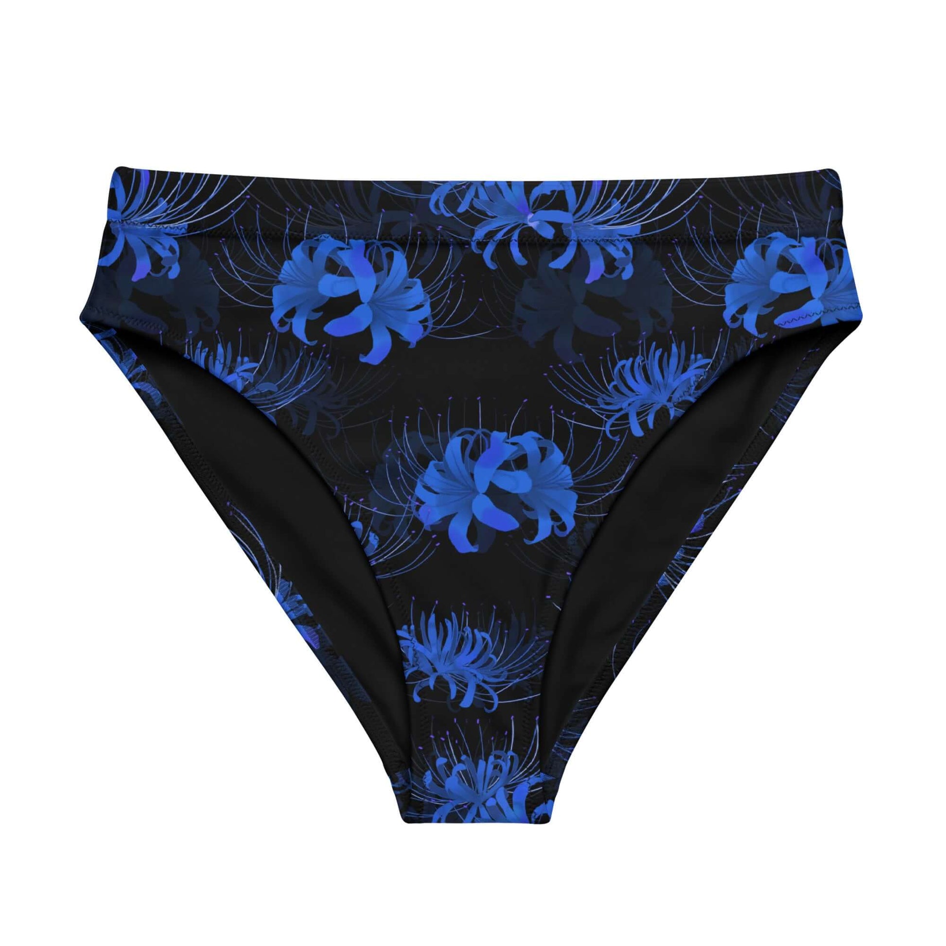 Stylish High-waisted Higanbana Bikini Bottom featuring a vibrant floral design, perfect for beach or pool days.