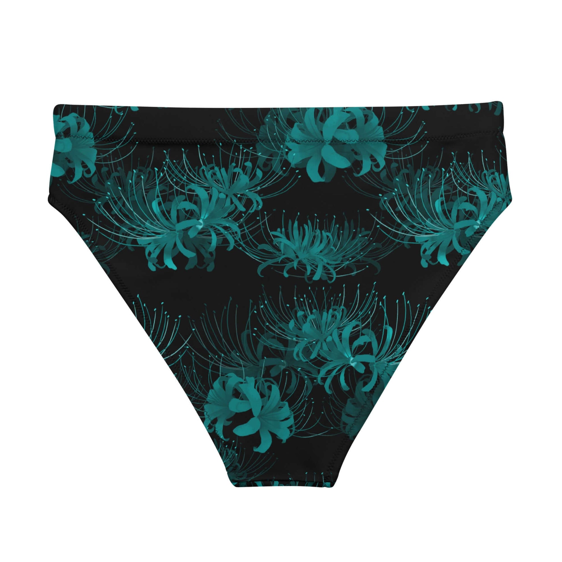 Versatile high-waisted Higanbana Bikini Bottom with a stunning floral design, perfect for beach or pool outings.